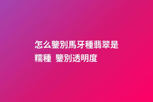 怎么鑒別馬牙種翡翠是糯種  鑒別透明度